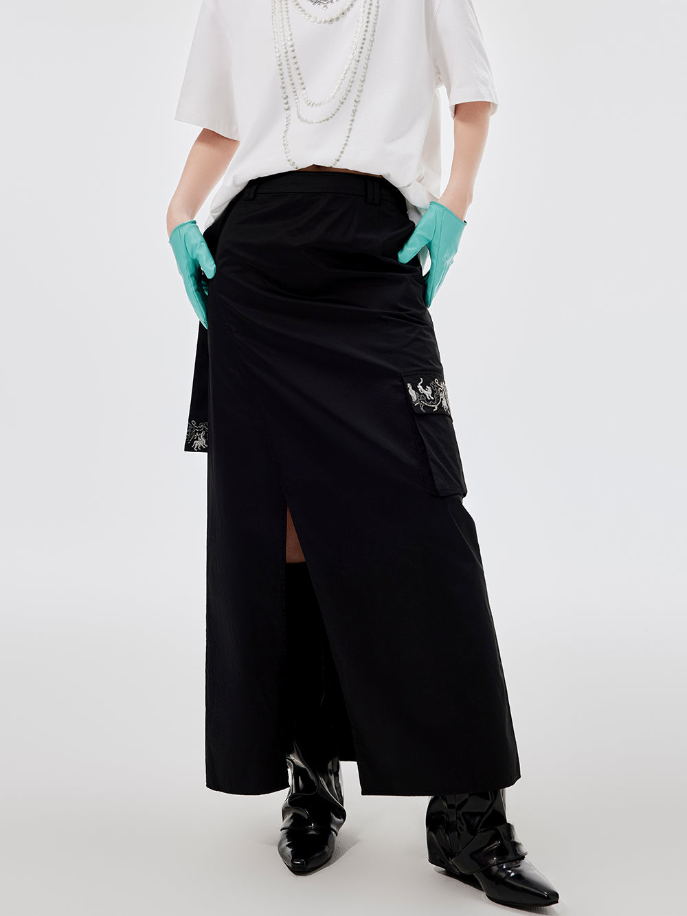 MUKZIN Workwear Straight Midi Skirt