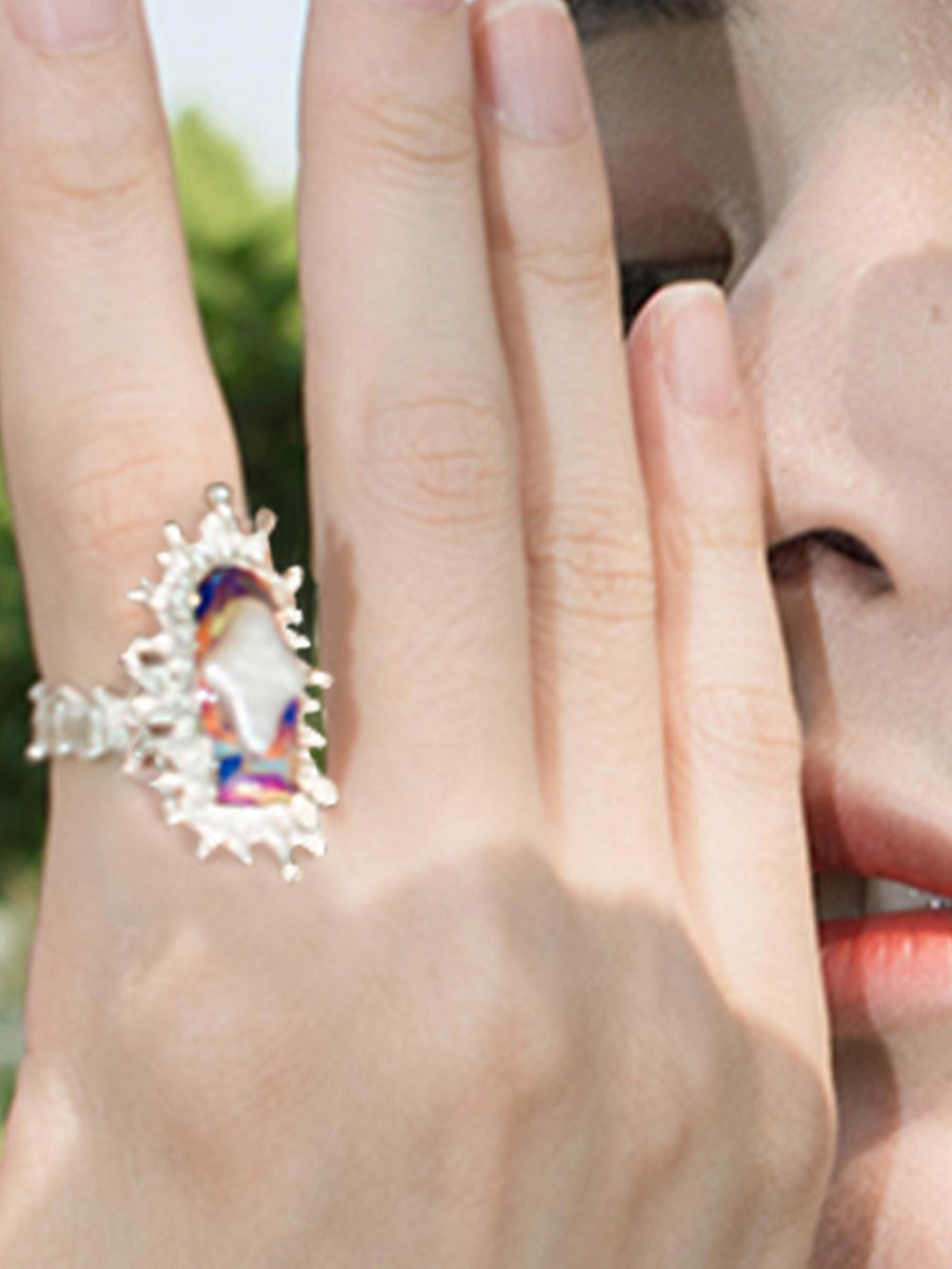 MUKTANK X QUANDO The Door of Stars Silver and Pearl Ring