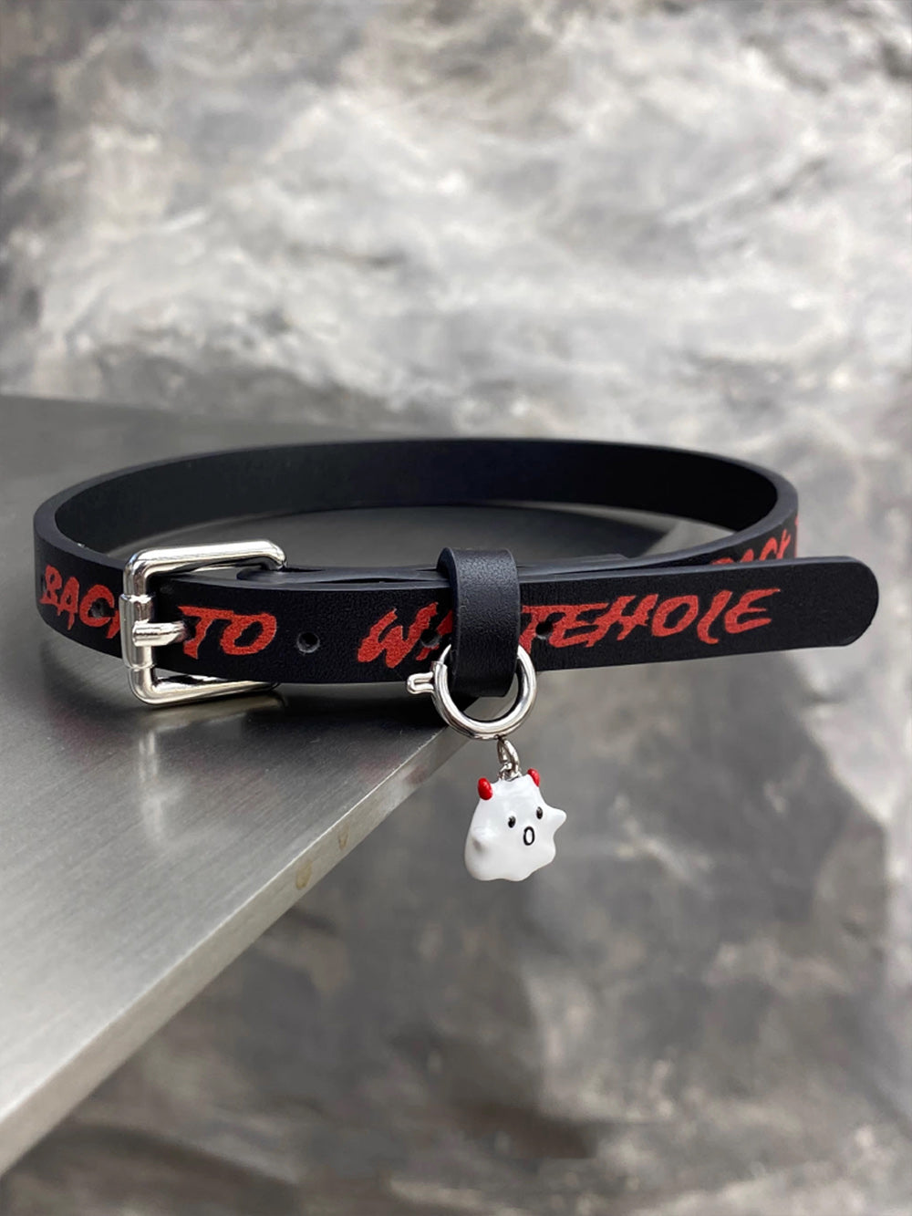 MUKTANK X WHITEHOLE Graffiti Genuine Leather Little Devil Pendant Collar
