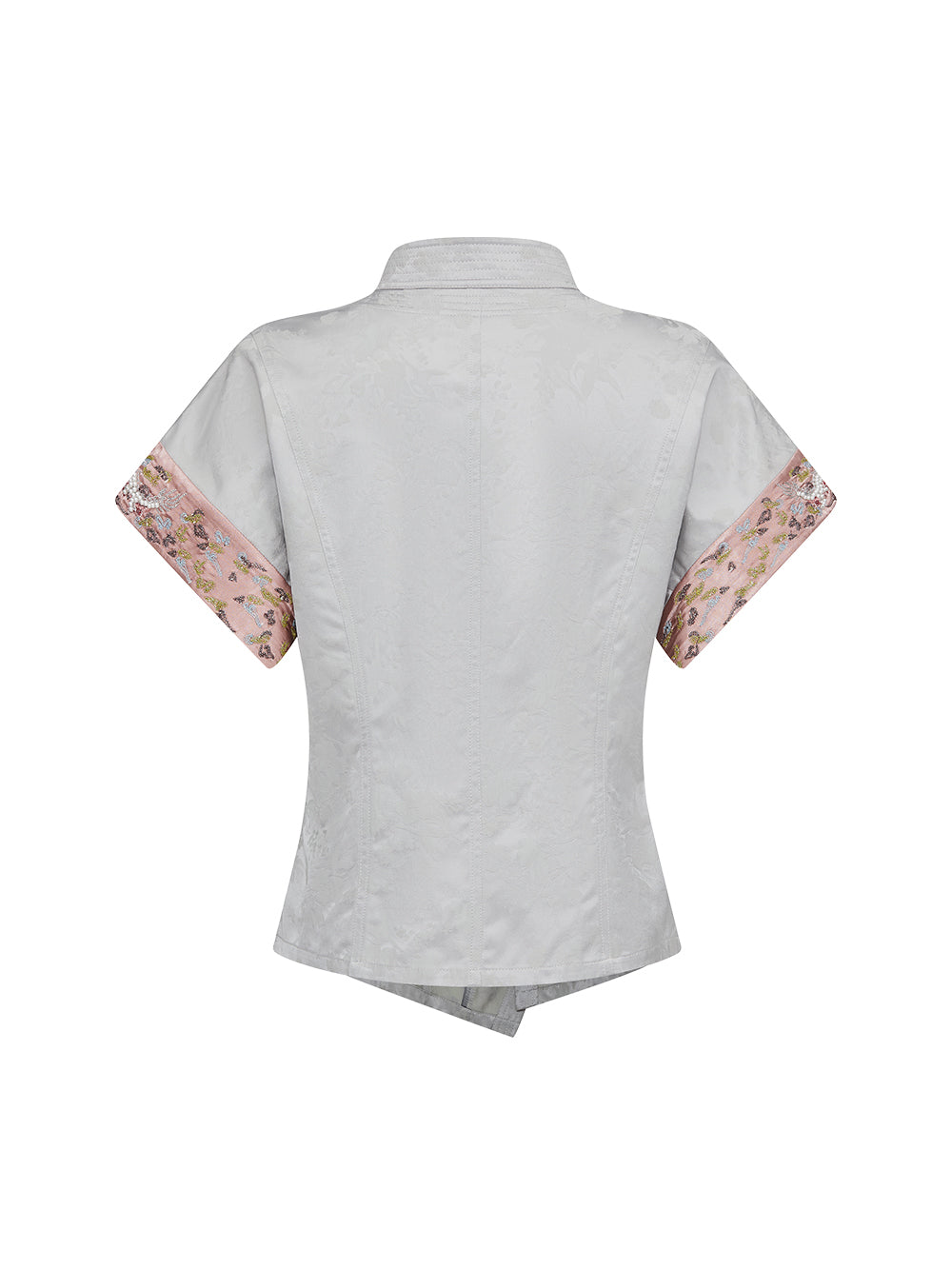 MUKZIN Silver Jacquard Ultra Short-sleeved Cheongsam Shirt