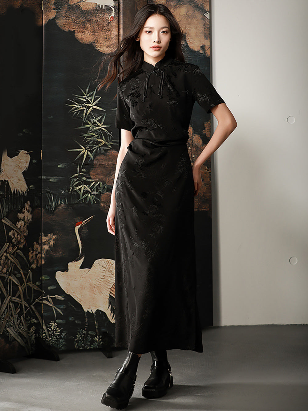 MUKTANK X CUUDICLAB Silk Jacquard Cheongsam Dress