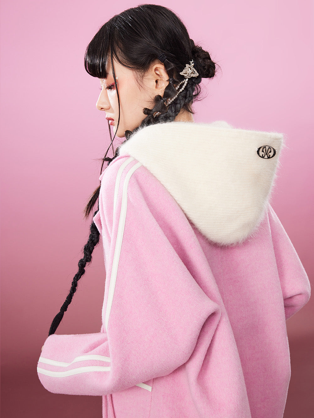 MUKZIN Sporty Frog Button Sleek Pink Coat