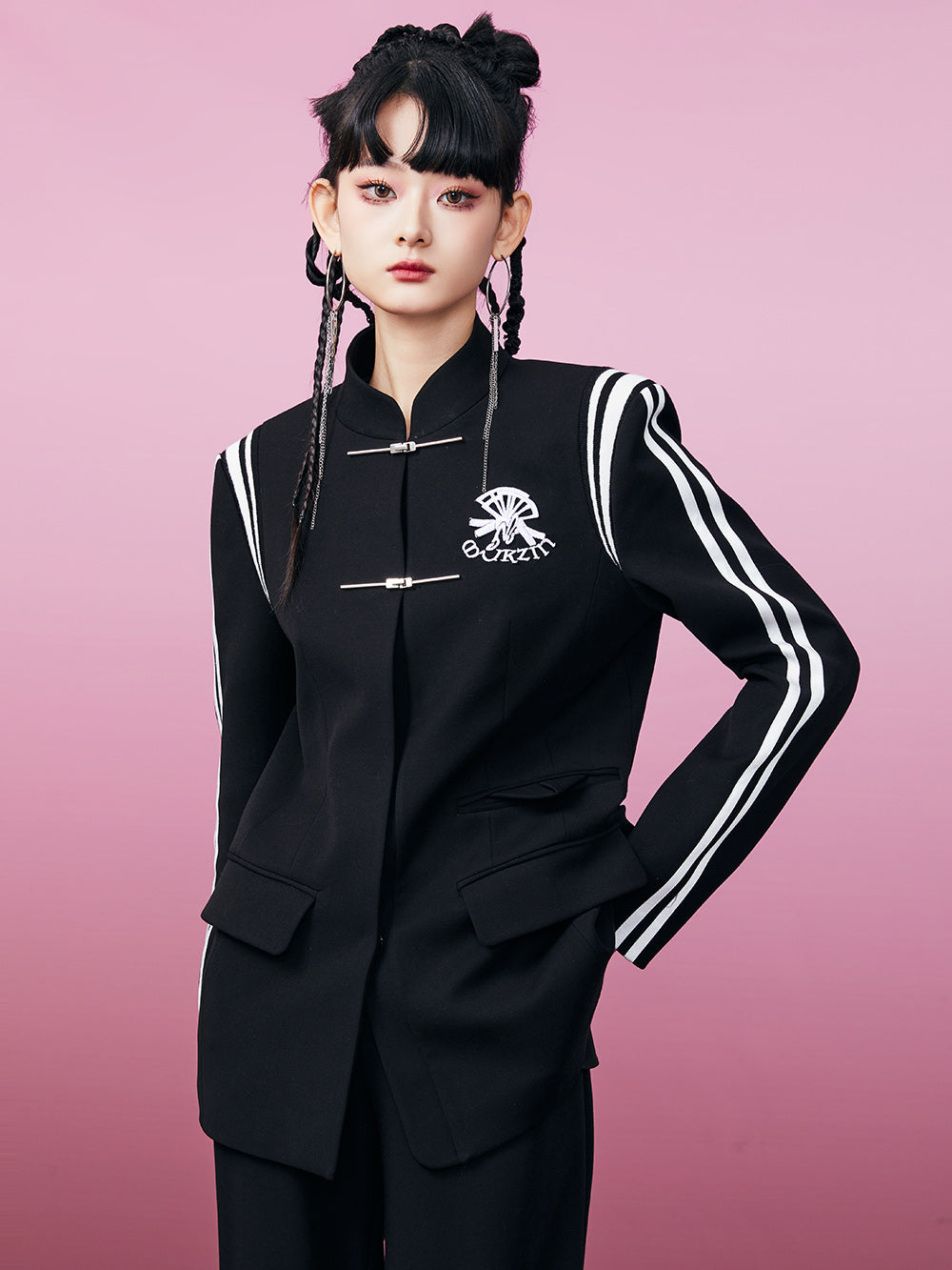 MUKZIN Strip Zhongshan Suit Waisted Coat MUKZIN Strip Zhongshan Suit Waisted Coat