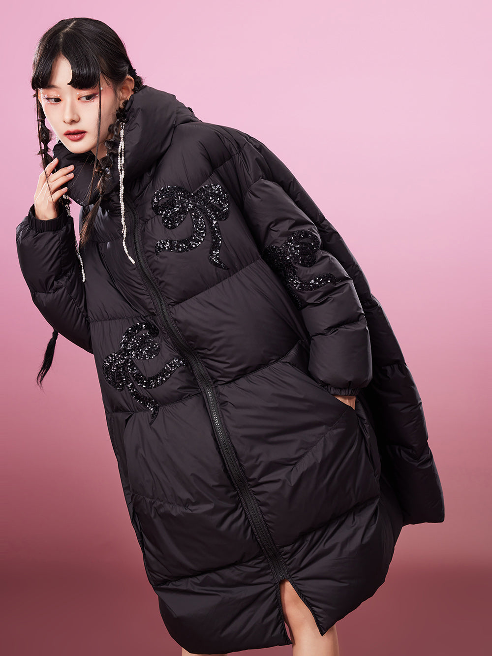 MUKZIN Chic Long Neo-Chinese Style Goose Down Jacket