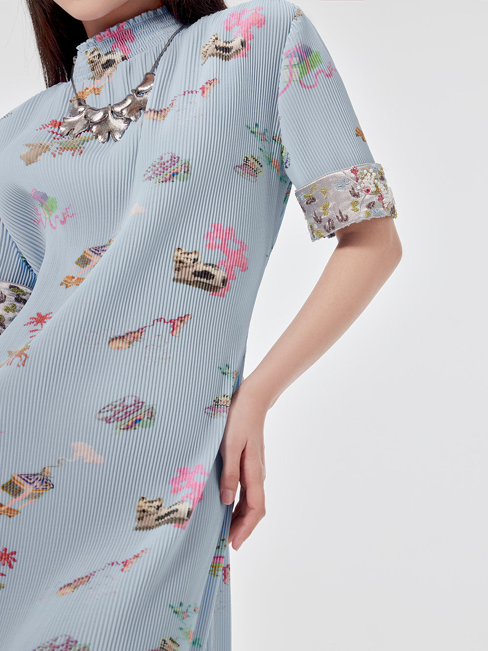 MUKZIN Printed Short-sleeved Cheongsam Qi Pao
