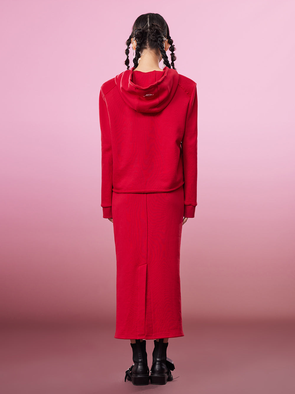 MUKZIN Red Casual Style Hooded Sweatshirt