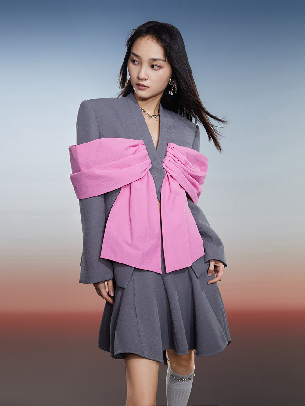 MUKZIN New Arrival Stitching Eye-catching Fashionable Versatile Suit