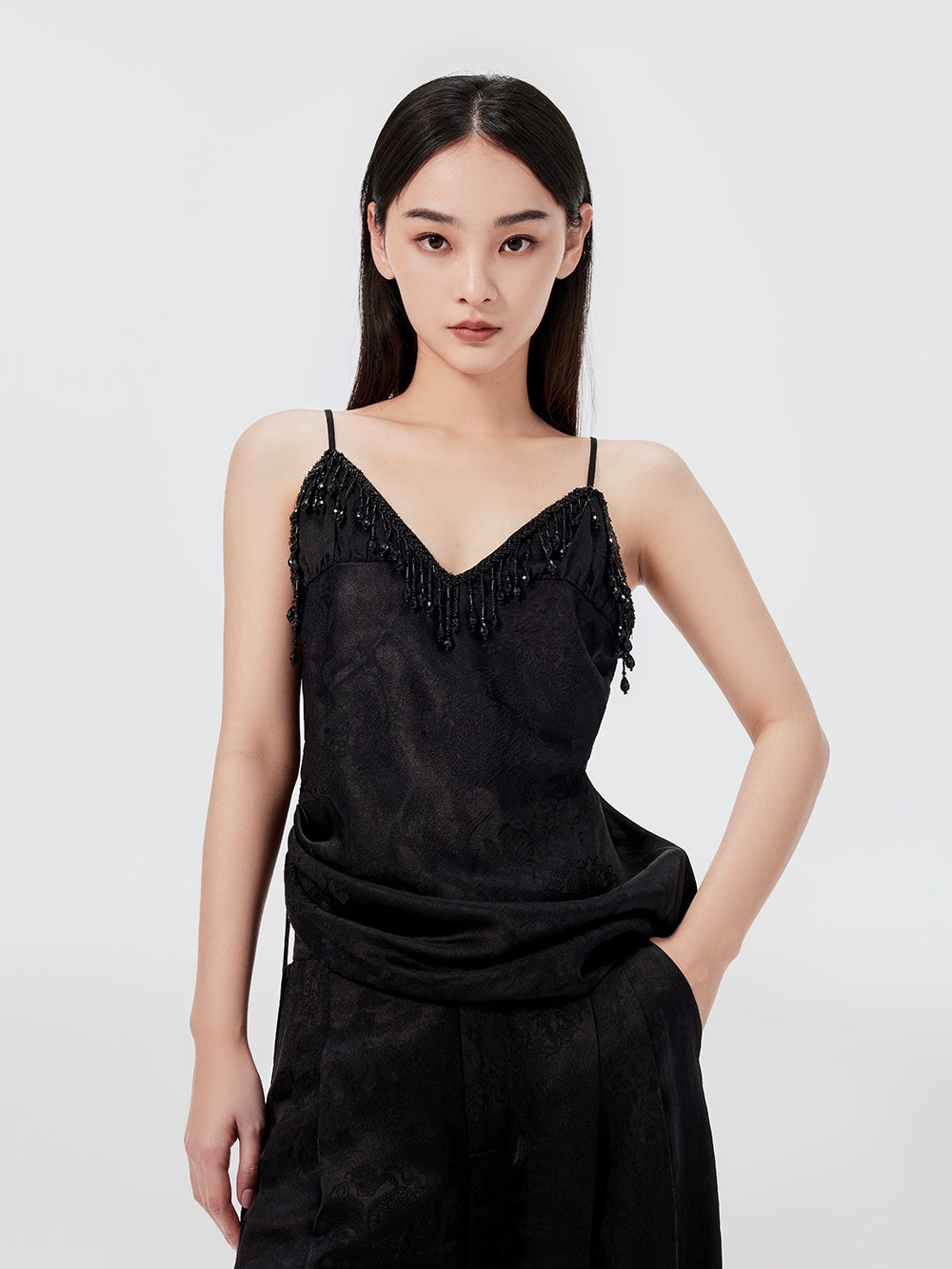 MUKZIN Sexy Suspender Jacquard Pants Suit Two-piece Set