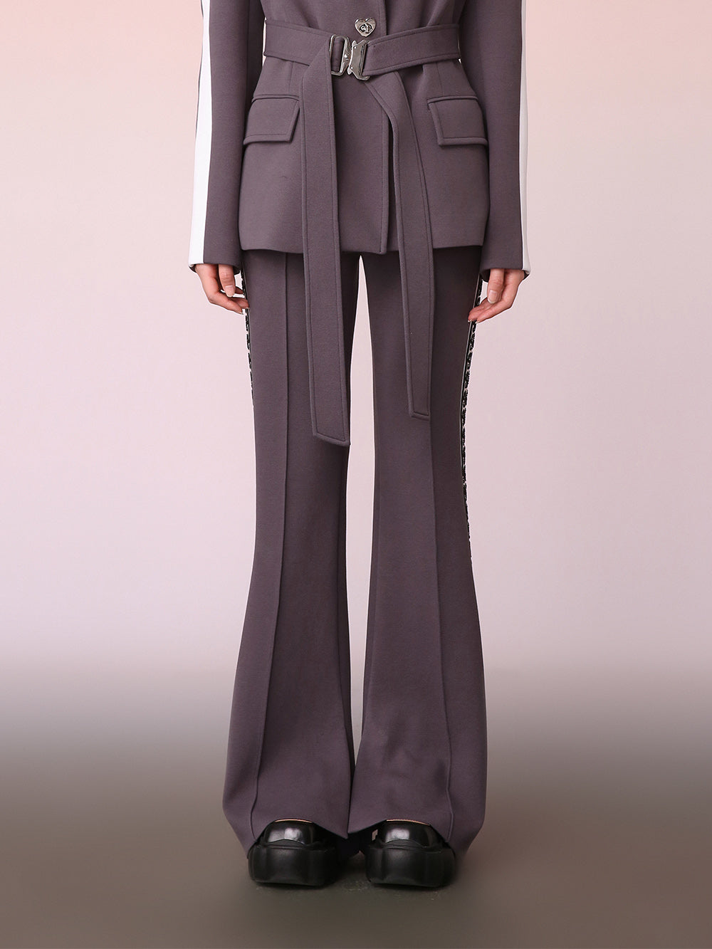 MUKZIN Spliced Casual Gray Versatile Bell Bottoms