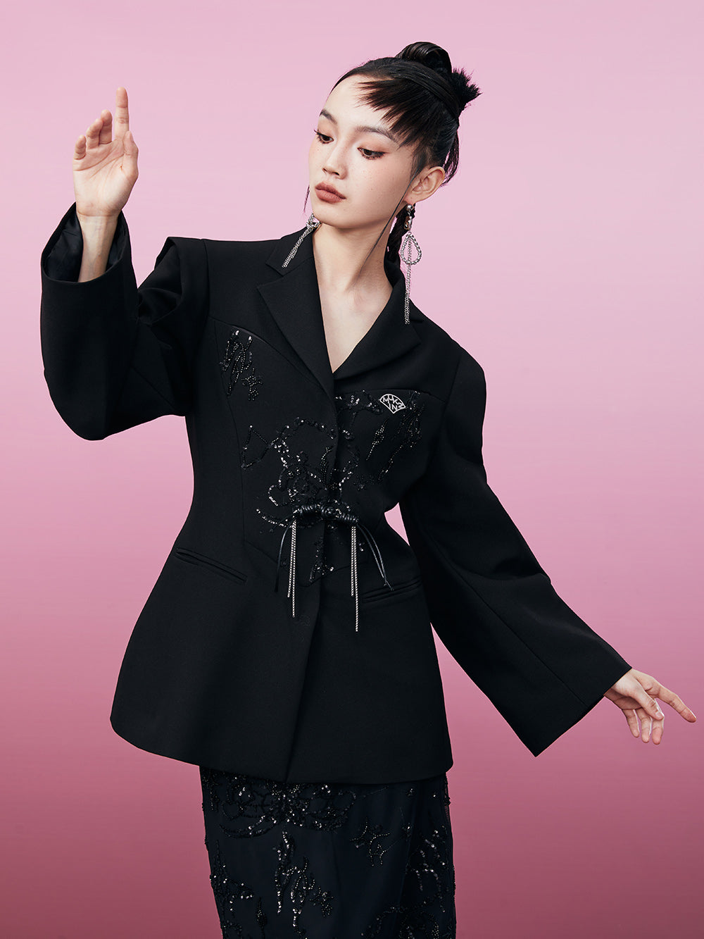 MUKZIN Sequined Black High-quality Suit
