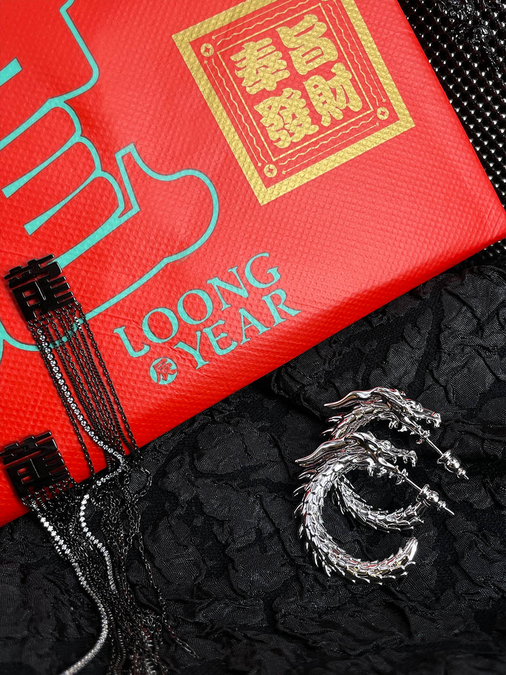 MUKTANK x Mandarin Zan Club Swimming Dragon in the Abyss Earrings Series