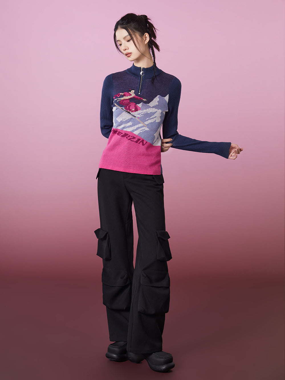 MUKZIN Skiing Women Color Blocking Knited Base Shirt