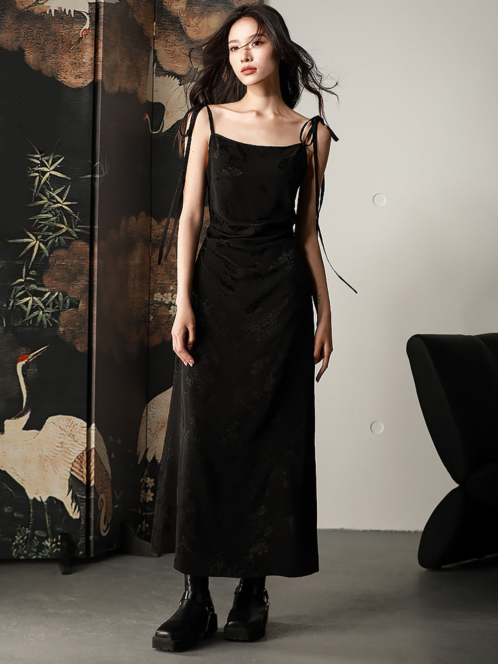 MUKTANK X CUUDICLAB Silk Jacquard Strap Dress