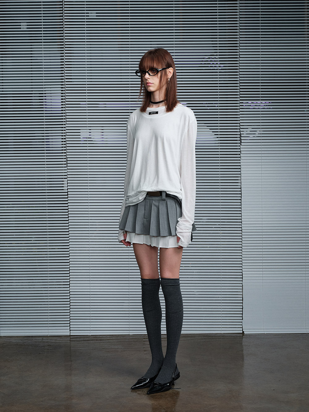 MUKTANK X MODULER Silk-like Faux Two-piece Long Sleeve T-shirt