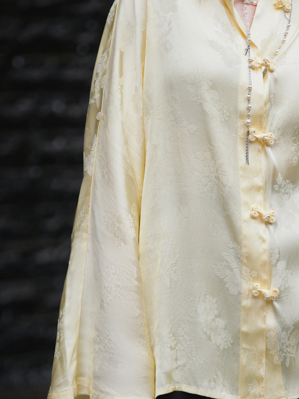 MUKZIN Yellow Chinese Jacquard Qipao Collar Loose Shirt