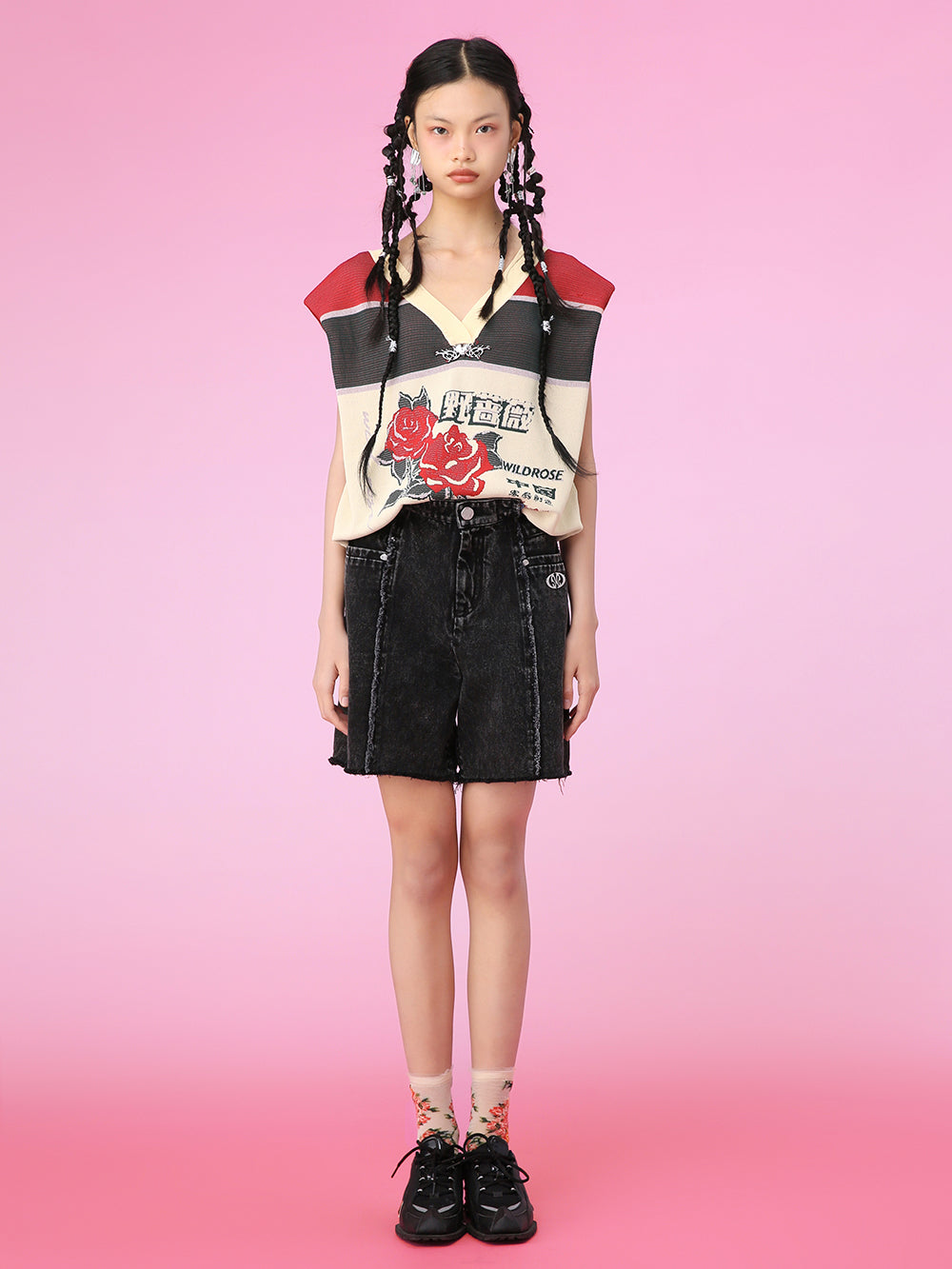 MUKZIN Stitching Color Matching Retro Style Printed Casual Vest