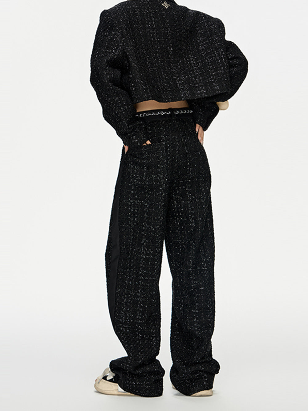 MUKTANK x ARDENCODE W IMPRINT Spliced Woollen Wide Leg Pants