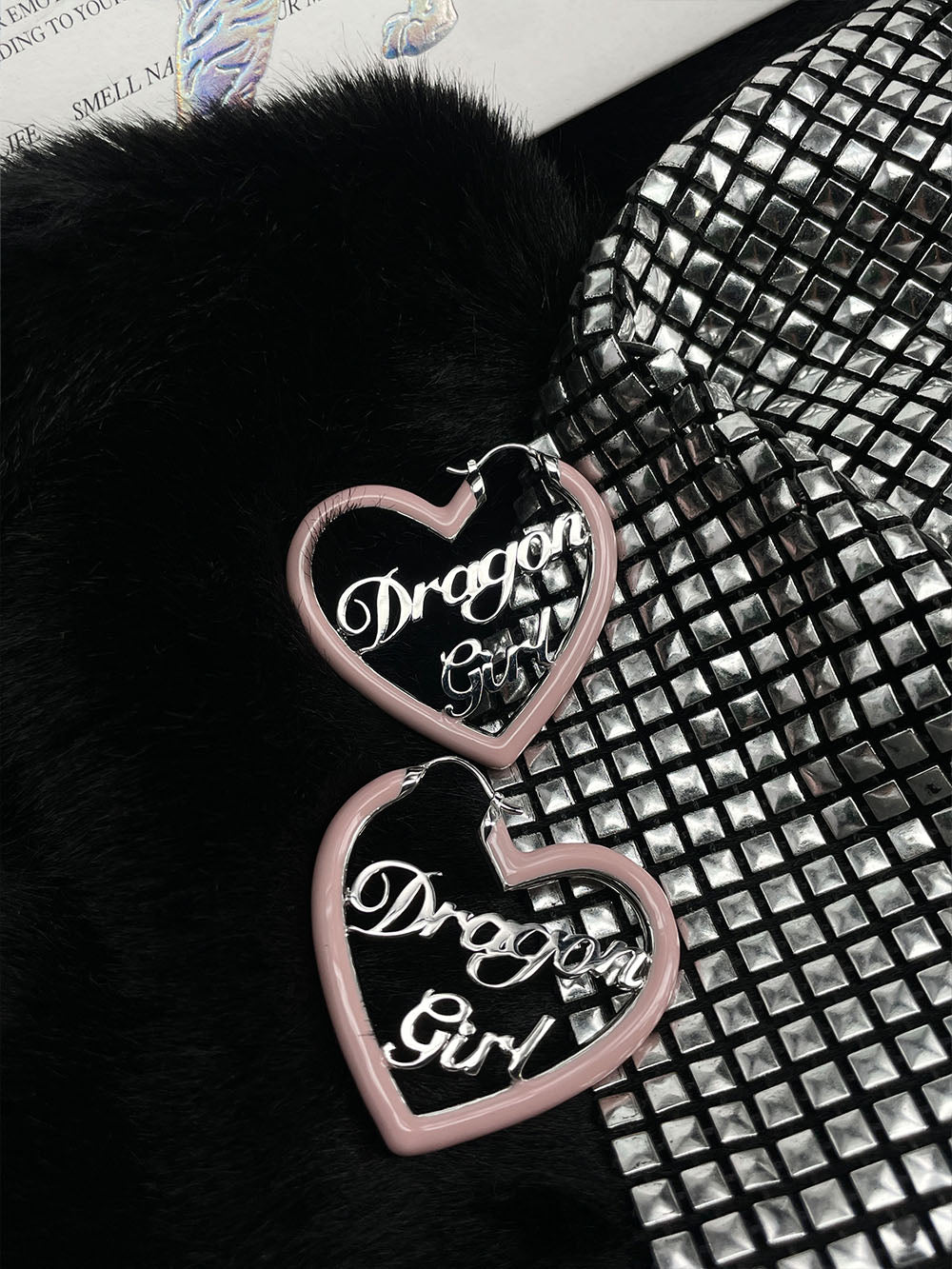 MUKTANK x Mandarin Zan Club Dragon Girl Heart Enamel Earrings