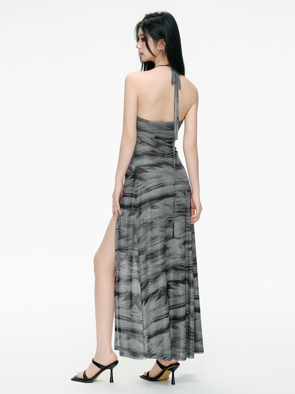MUKTANK x ARDENCODE Mesh Halter Strap Long Dress