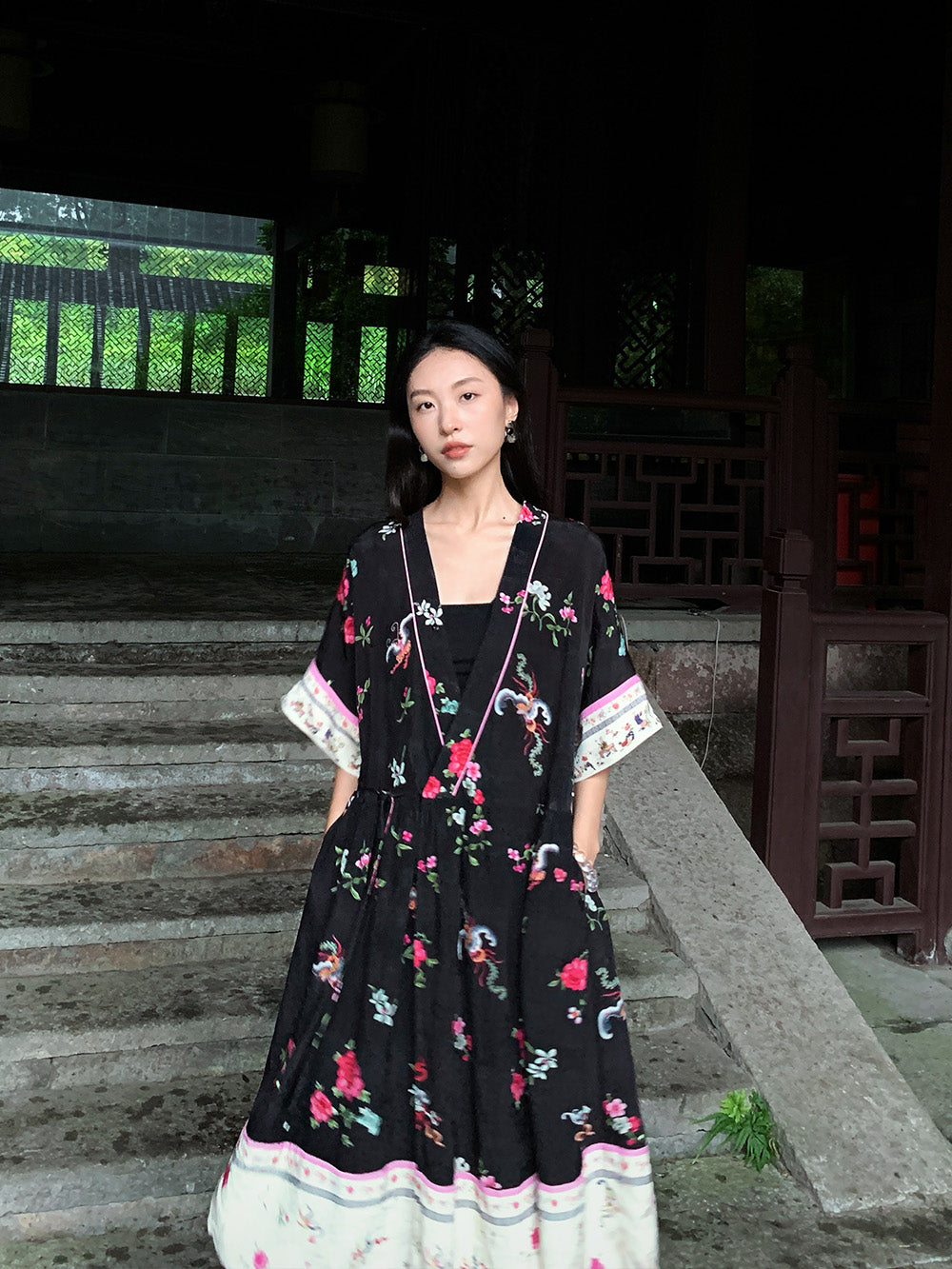 MUKZIN Black New Chinese Style Loose Dress