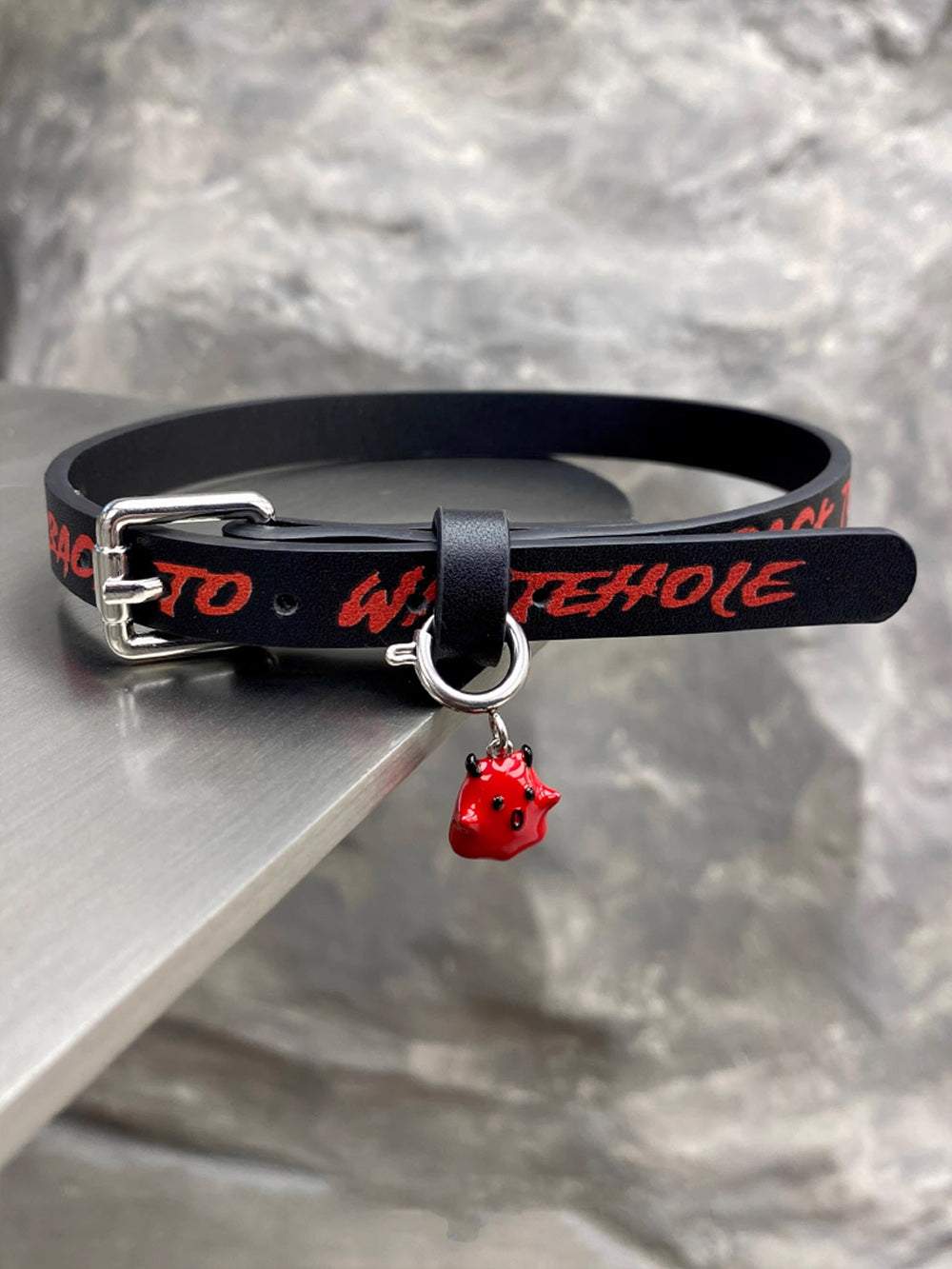 MUKTANK X WHITEHOLE Graffiti Genuine Leather Little Devil Pendant Collar
