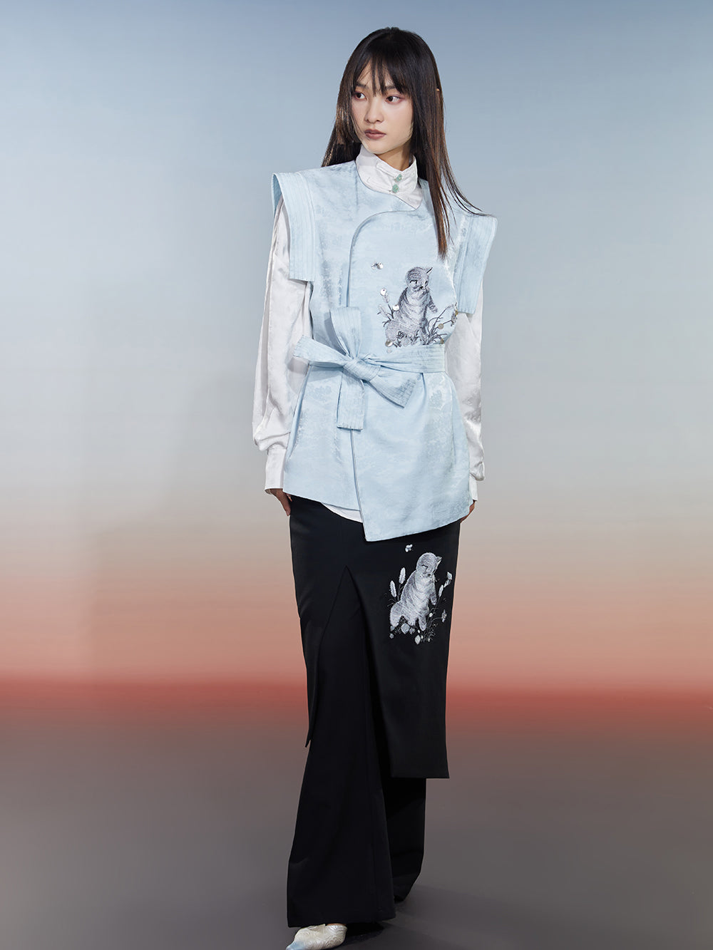 MUKZIN New Light Blue New Chinese Style Retro Vest