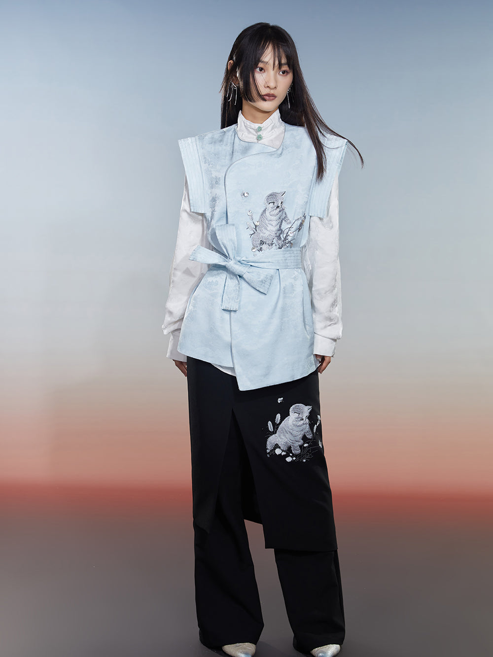 MUKZIN New Light Blue New Chinese Style Retro Vest