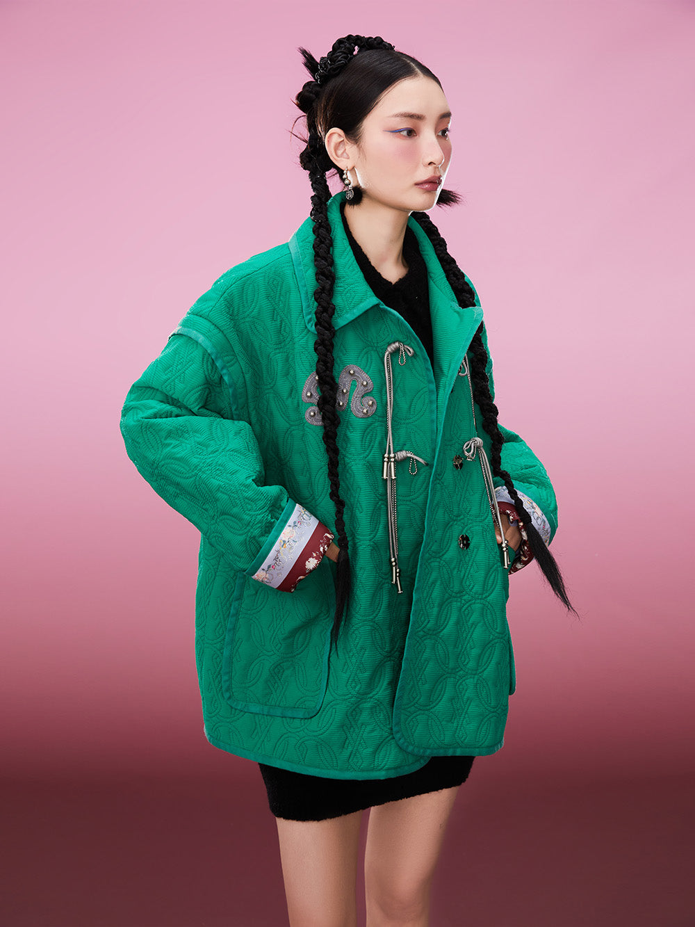 MUKZIN Chinese Costume Elements Green Quilted Jacket