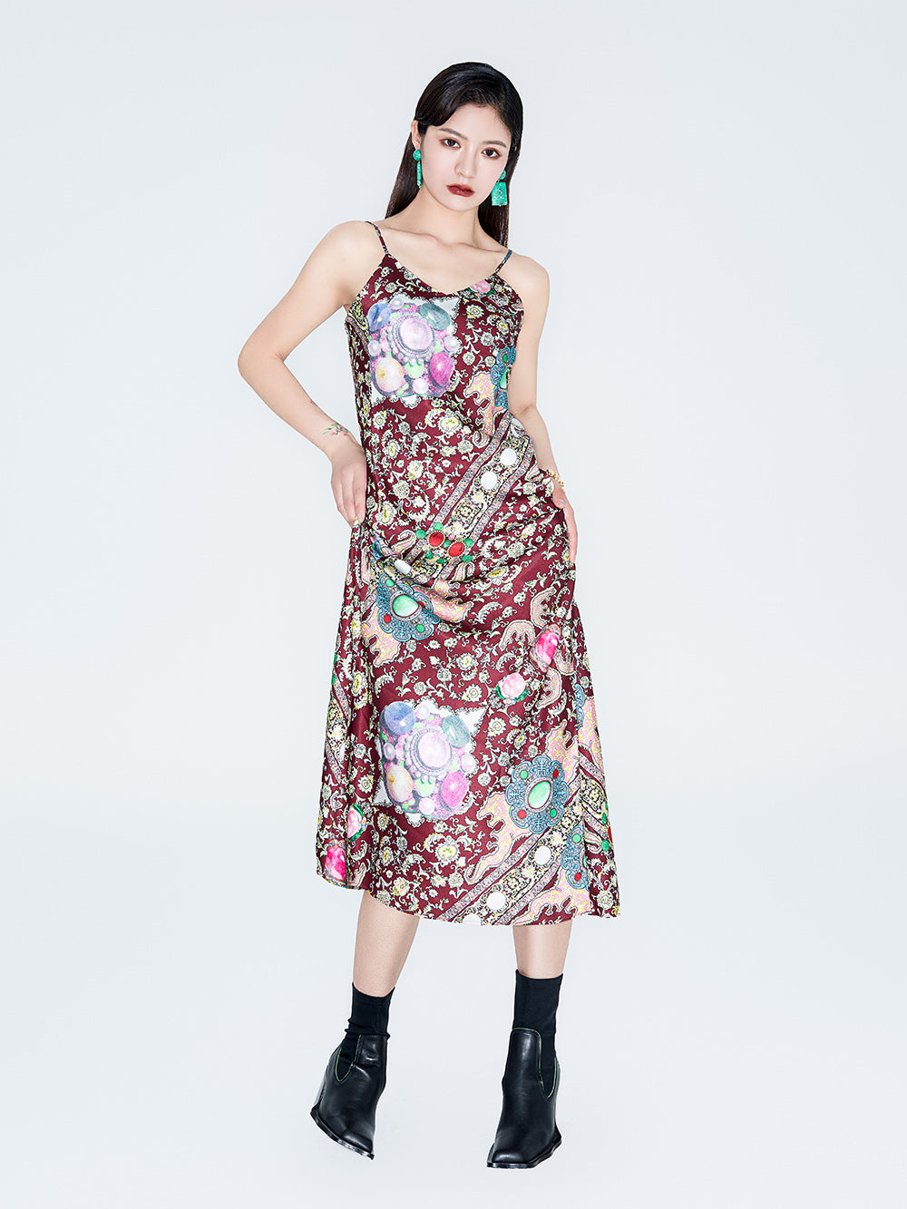 MUKIZN Linglong Printed Sexy Strap Dress
