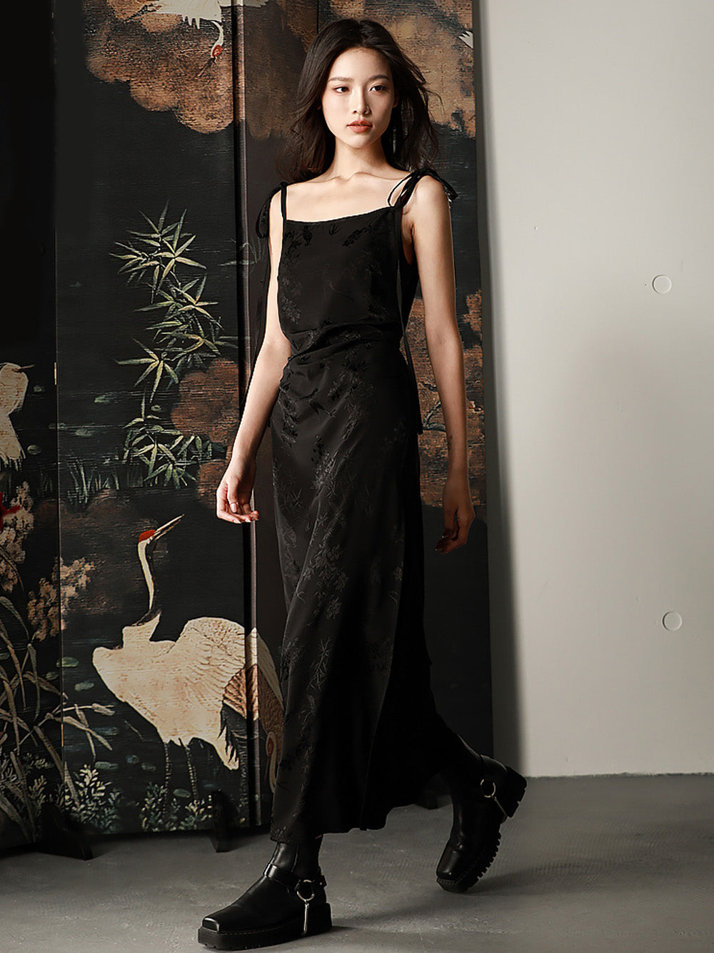 MUKTANK X CUUDICLAB Silk Jacquard Strap Dress