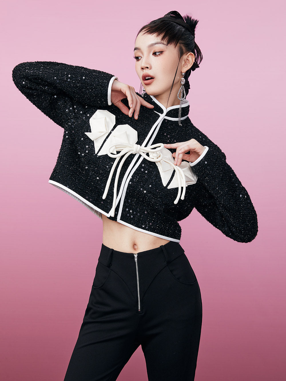 MUKZIN Stylish Short Durable 2-color Color Block Coat