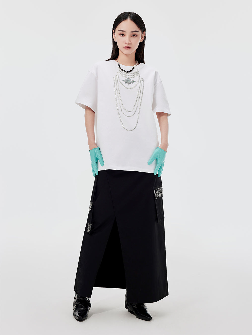 MUKZIN Workwear Straight Midi Skirt