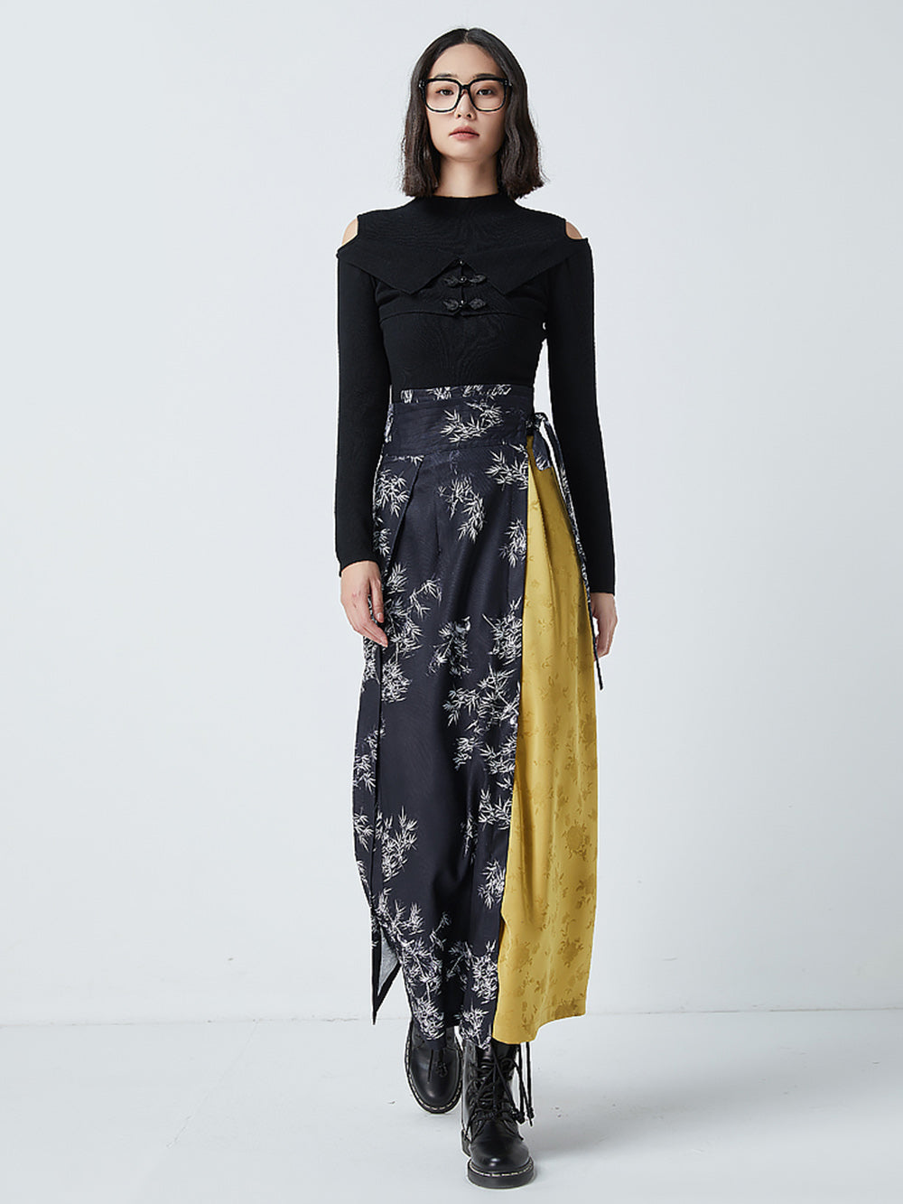 MUKTANK x CUUDICLAB Contrasting Color Song Dynasty-style Pleated Skirt