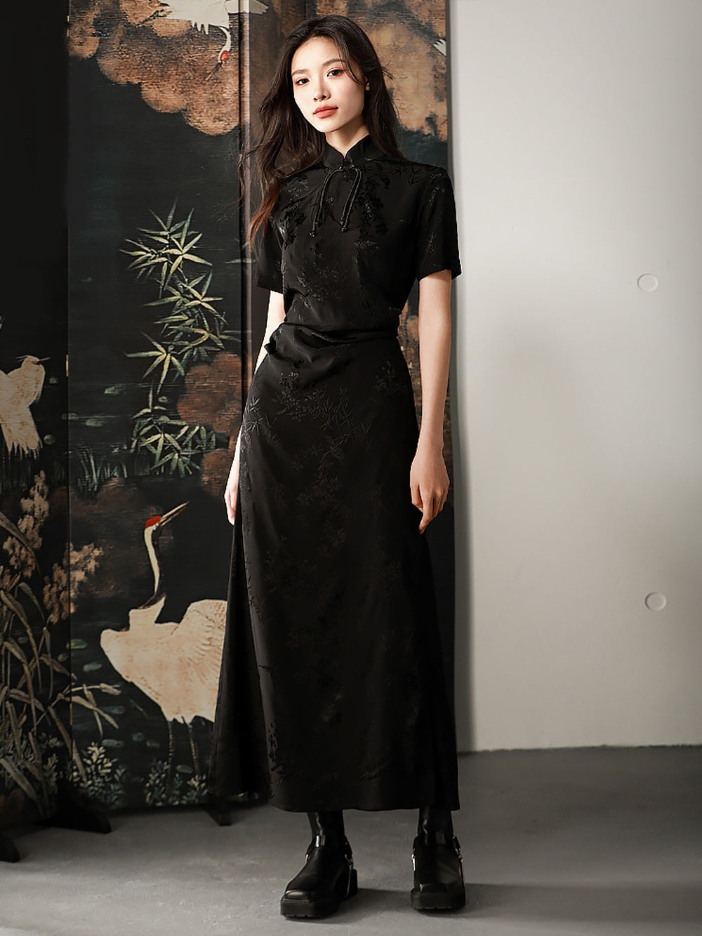 MUKTANK X CUUDICLAB Silk Jacquard Cheongsam Dress Black / M MUKTANK X CUUDICLAB Silk Jacquard Cheongsam Dress Black / M