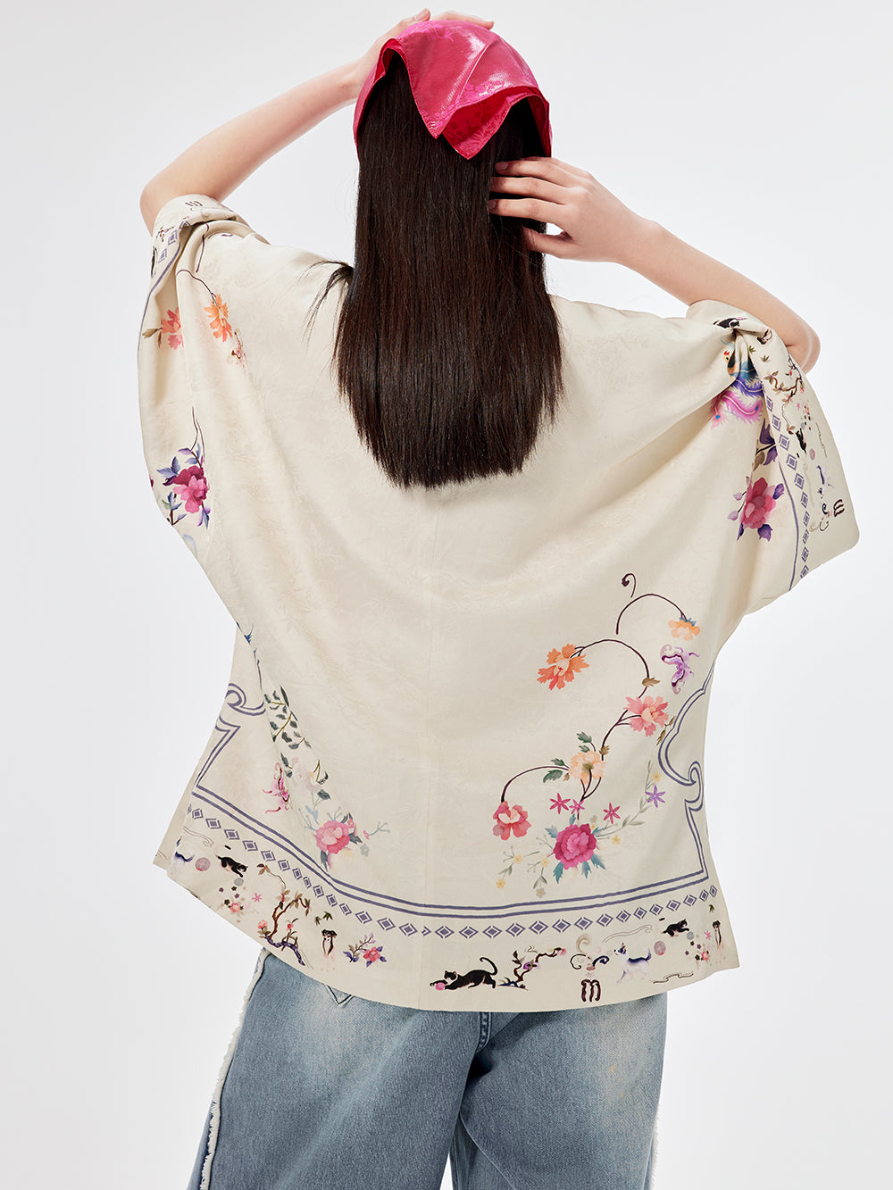 MUKZIN Beige Jacquard Cheongsam Qi Pao Shirt