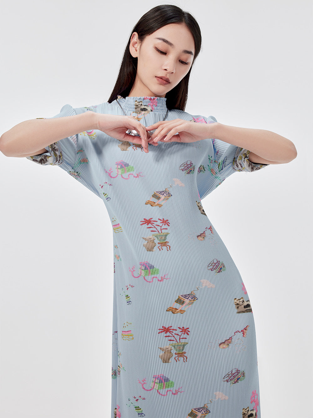 MUKZIN Printed Short-sleeved Cheongsam Qi Pao
