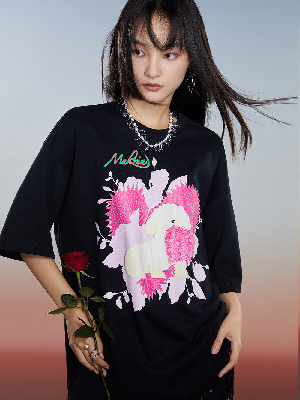 MUKZIN 2-Color Loose Casual Cute Printed T-shirt