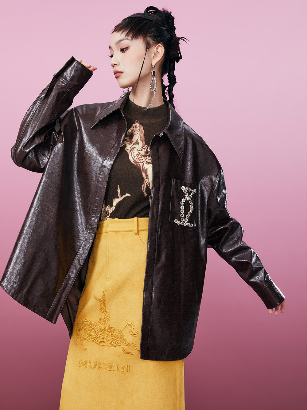 MUKZIN PU Brown Versatile Warm Classic Original Shirt Jacket