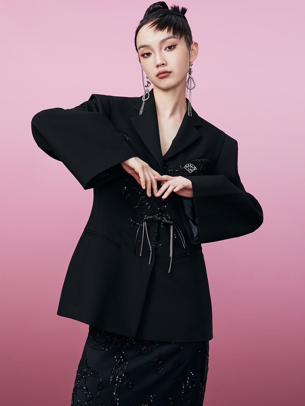 MUKZIN Sequined Black High-quality Suit
