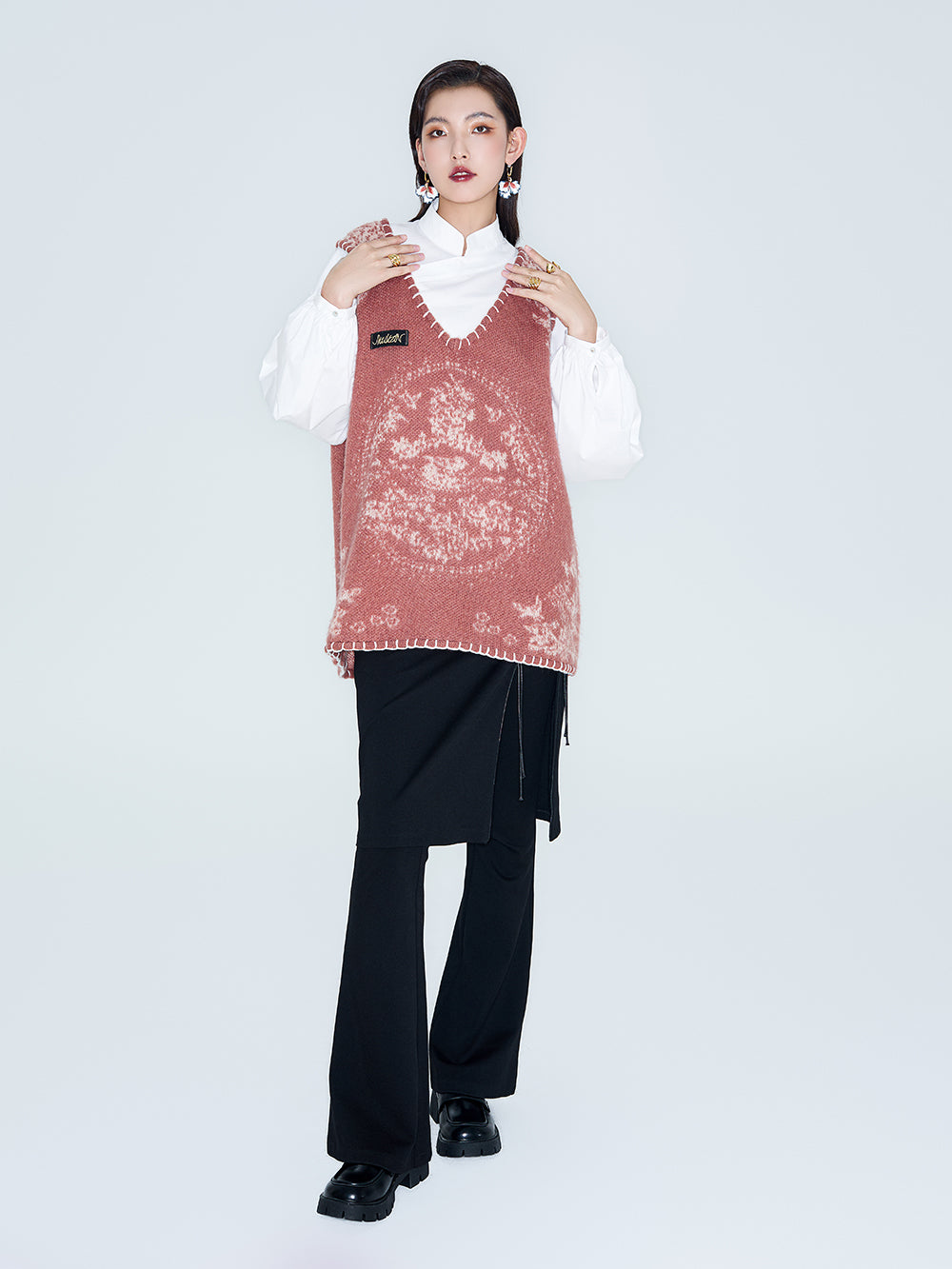 MUKZIN Linglong "Mandarin Duck" Mohair Knitted Large Round Collar Vest