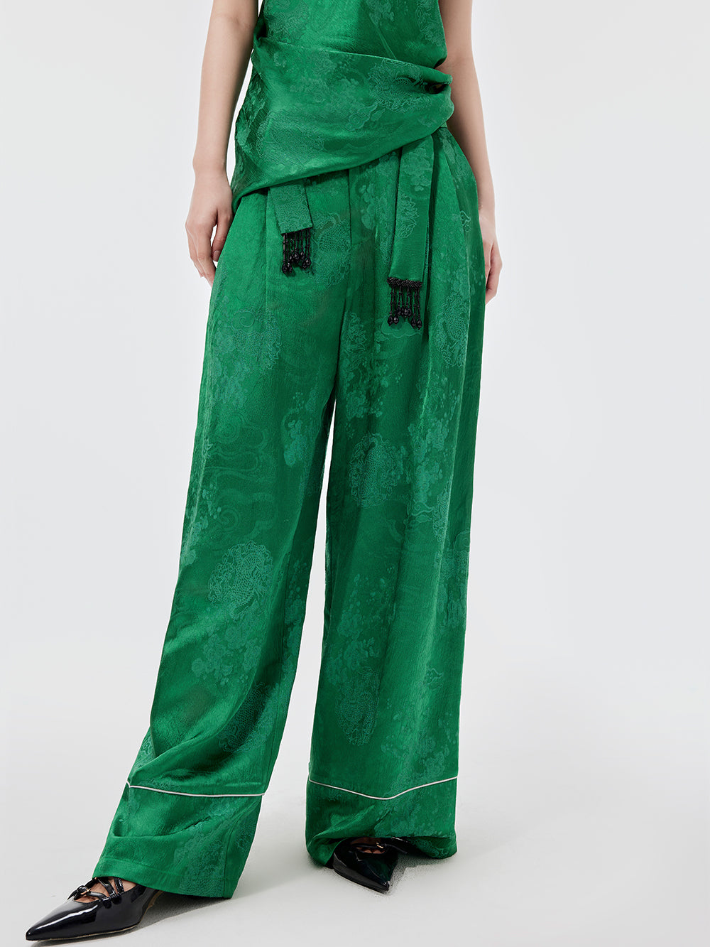 MUKZIN Sexy Suspender Jacquard Pants Suit Two-piece Set