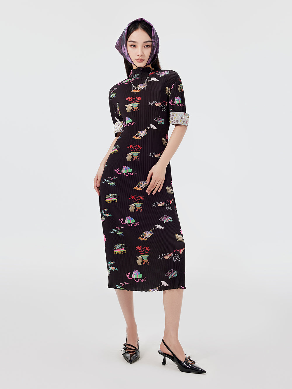 MUKZIN Printed Short-sleeved Cheongsam Qi Pao