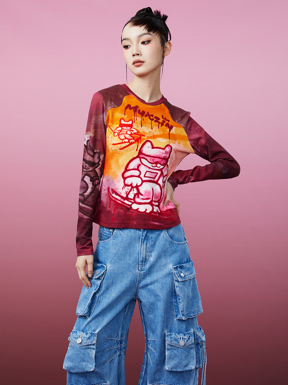 MUKZIN Slim Fit Printed Retro Original Classic Bottoming Shirt