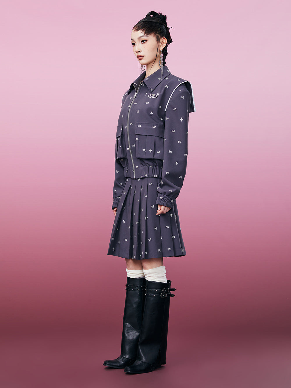 MUKZIN Frog Botton Stars Logo Classic Coat