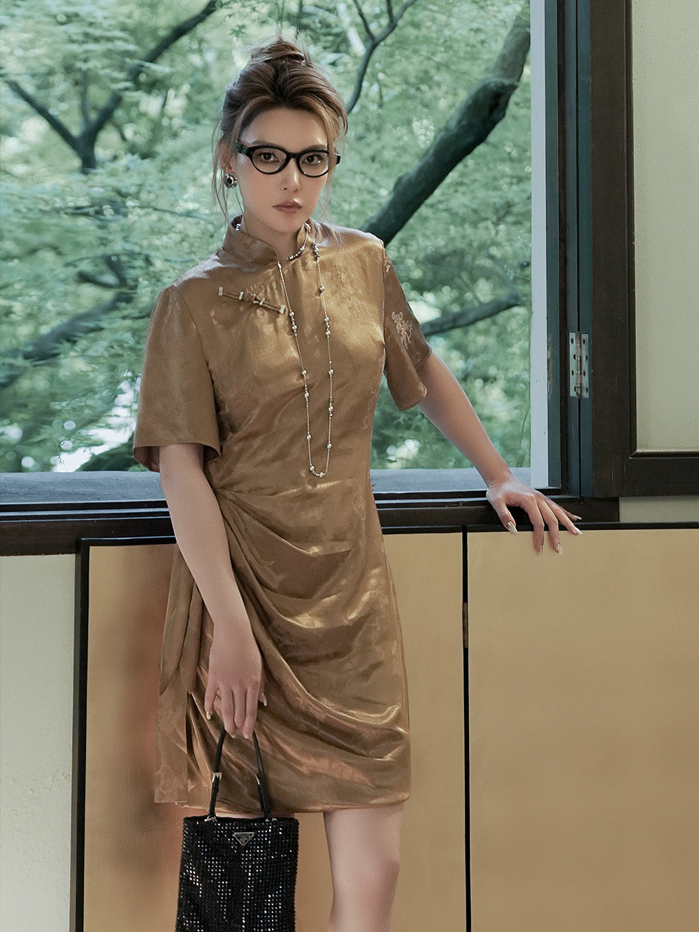 MUKZIN Brown Cheongsam Dress