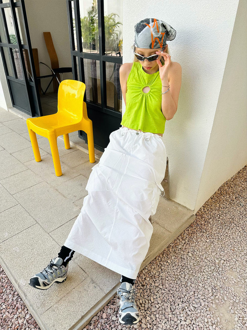 MUKTANK x TWOPLUMGIRLS Casual Retro Cargo-Style Drawstring Waist Skirt
