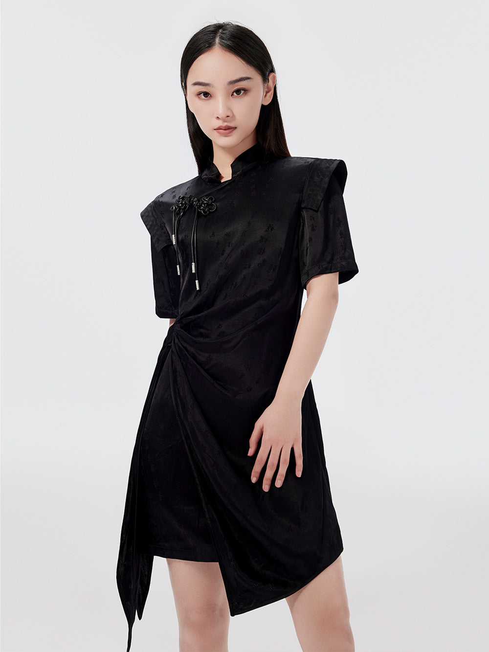 MUKZIN Retro Printed Waist Design Cheongsam Dress