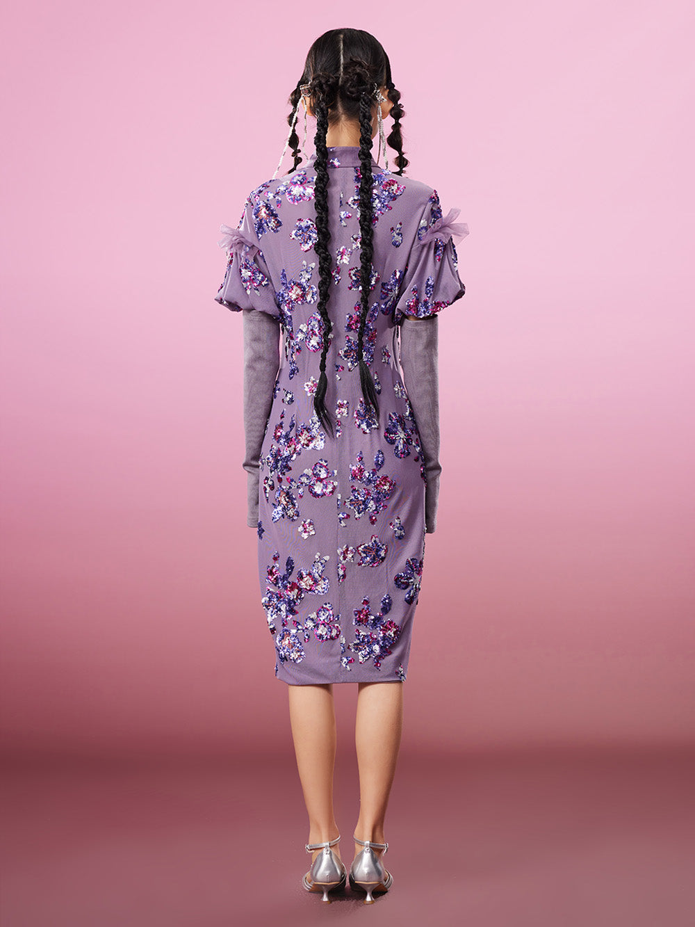 MUKZIN Charming Slim-fitting Purple Slit Original Cheongsam Dress