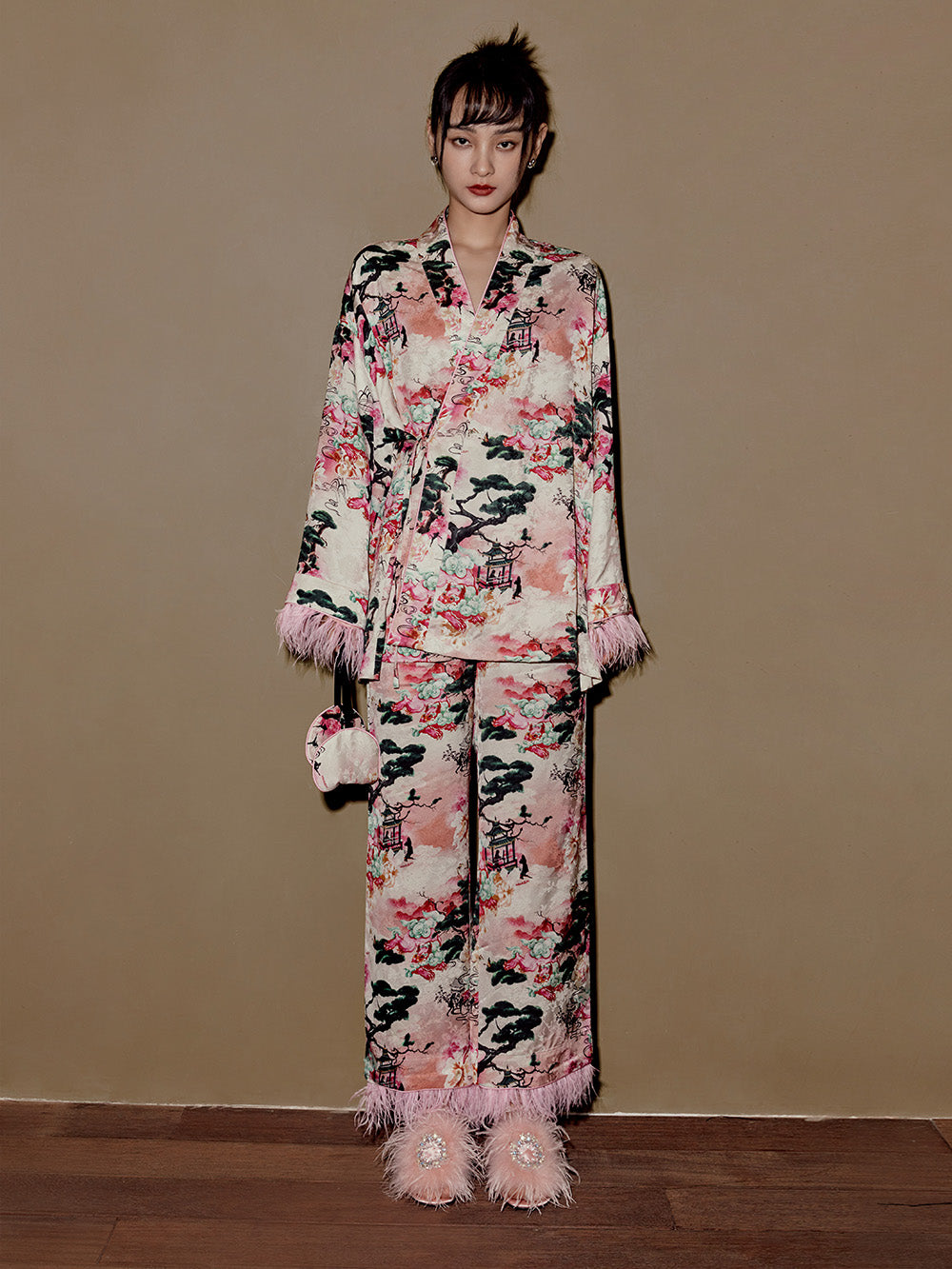 MUKZIN New Pajama Set Retro Style Print Comfortable+Socks