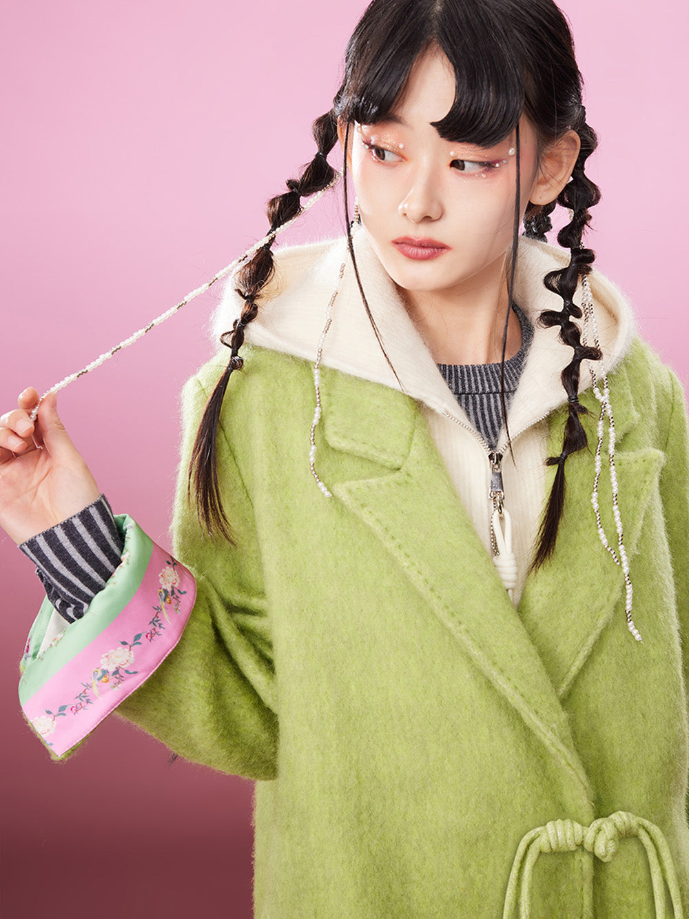 MUKZIN Avocado Green Double-faced Short Woolen Coat